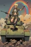 Placeholder: Climbing onto the tank's formidable frame, Tank Girl let out a triumphant laugh, her laughter a symphony of rebellion that resonated through the underground refuge. With a mischievous grin, she turned to the assembled crowd, her spirit infectious and her defiance unwavering. "Time to ride the rainbow, my friends!" she shouted, revving the tank's engine with a cacophonous roar. The cavern filled with the thunderous sound of machinery and the cheers of those who had come to witness the spectacle.