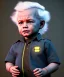 Placeholder: Emmet brown toddler, full body, delorean, dramatic lighting, hyper realistic