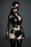 Placeholder: executioner in black leather, mature woman, skintight eye mask, cleavage, evil, angry, steam punk, 8k,dark