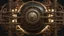 Placeholder: steampunk sphere with tubes, pipes, and wires floating in black space, detailed