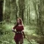 Placeholder: a bustyfemale folk hero traveling through a fantasy forest