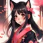 Placeholder: girl anime kitsune black hair pink eyes