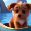 Placeholder: Cute dog on a wooden boat