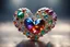 Placeholder: Coloured glass heart set with gemstones, glittering metal stems and gemstone leaves sharp focus elegant extremely detailed intricate very attractive beautiful dynamic lighting fantastic view crisp quality exquisite detail gems and jewels S<AI in sunshine Weight:1 Professional photography, bokeh, natural lighting, canon lens, shot on dslr 64 megapixels sharp focus Weight:0.9