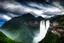 Placeholder: Epic cloud landscape, big epic mountains,waterfall, Ultra hd, 4k, Photography, hyperrealistic