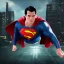 Placeholder: Superman,Ambiance dramatic, cityscape background, dramatic lighting, volumetric lighting, hyperrealisme, 8k, high quality, lot of details, fit within portrait