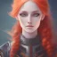 Placeholder: fantasy setting, woman, redhead, orange and white hair