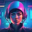 Placeholder: a woman's face is shown with a multicolored background, cyberpunk art by Sam Spratt, cgsociety, computer art, synthwave, retrowave, darksynth