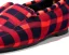 Placeholder: Red plaid men's slipper, fur