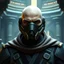 Placeholder: star wars bald male corellian jedi wearing gunmetal grey and black old republic armored flightsuit and breath mask with gold and metallic red trim inside the jedi temple, centered head and shoulders portrait, hyperdetailed, dynamic lighting, hyperdetailed background, 8k resolution, volumetric lighting, light skin, fully symmetric details