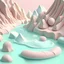 Placeholder: rafting river water, in 3d clay animation style, calm white and pastel background