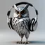 Placeholder: Illustrative sketch of a 3D Pixar image of a humanoid owl in music with headphones, full body, ultra quality, 8k