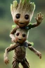 Placeholder: Groot toddler, full body, hair, bokeh, hyper realistic