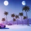 Placeholder: 1980's aesthetic vaporwave palm trees with moon with porsche in the winter snow with lightning