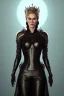 Placeholder: Cersei Lannister as evil queen in black leather, busty, cleavage, curvy, lena headay, angry, stern look. character design by cory loftis, fenghua zhong, ryohei hase, ismail inceoglu and ruan jia. unreal engine 5, artistic lighting, highly detailed, photorealistic, fantasy