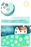 Placeholder: water color. moon. folk art painting. illustration. vector. minimal. drawing. sketch. Folk art. texture. Contemporary.