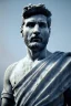 Placeholder: Ultra Realistic image, roman sculpture, deluxe white marble material, Lionel Messi, Laurel leaves wreath, Renaissance style, miguel angel David style, chisel style, emperor, waist up portrait, epic, celestial, cinematic lighting, God light, god rays, 4k resolution, smooth details, ornate details, unreal engine 5, blue vibrant background.