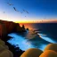 Placeholder: fullbody Drawing of 'sketch of Seagulls on the rocks,lightkouse,beach,sunset,ocean',intricate detail,andrea bonelli,Kilian Eng,Ohrai,evan lee,Aleksandr Sidelnikov,KyuYong Eom,three quarters frontal aerial view,toned colors,32k