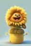 Placeholder: Cheery and cute sunflower in a pot avatar full body in fluffy material