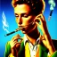 Placeholder: A pretty man smoking cigarettes