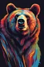 Placeholder: colorful portrait of a bear, chicago art style, front view