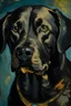 Placeholder: Portrait of a black Labrador retriever by Van Gogh