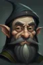 Placeholder: Portrait of a male gnome with long raven hair, small, intelligent eyes, small, angular face, aquiline nose,