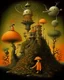 Placeholder: Neo Surrealism, whimsical art, painting, fantasy, magical realism bizarre art, pop surrealism, inspired by Remedios Varo, Jacek Yerka and Gabriel Pacheco. Generate an illustration scene from movie Clockwork Orange.