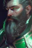 Placeholder: photorealistic white male bearded handsome, hyperdetailed painting, luminism, Bar lighting, complex, dark green miltary armor, 4k resolution concept art, Artgerm, WLOP, Alphonse Mucha, 3d render, octane render, intricately detailed, cinematic, awesome full color, hand drawn, dark, gritty, cinematic