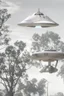 Placeholder: a group of [school kids] see a saucer shaped ufo::25 flying over tall pine trees, year is 1966 in color, concept art, by Asaf Hanuka, by Weta Digital, Electric Colors, Screen Space Global Illumination, in a symbolic and meaningful style