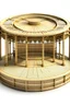 Placeholder: a 3D circular pavilion built with wood and well decorated interior for events .showing its measurements according to a report