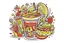 Placeholder: carnival food, with a bite taken out, clean vector style, bold outline