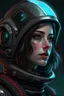 Placeholder: italyan cyberpunk girl in spacesuit, closeup