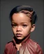 Placeholder: Rihanna toddler, full height, leather jacket, soft skin, dramatic lighting, hyper realistic