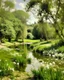 Placeholder: Olive green wetlands with garlic shaped trees painted by John Singer Sargent