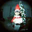 Placeholder: CCTV, grainy and glitchy security cam screen capture of a guilty looking Christmas elf holding a toilet paper roll in front of a toilet paper covered Christmas tree, background a suburban living room at midnight, chaotic, mischievous elf, toilet paper covered Christmas tree, low contrast, blurry glitch textures, security cam LED time stamp, dark grainy night vision texture