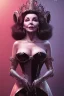 Placeholder: Joan Collins as evil queen in black leather, leather, busty, cleavage, angry, stern look. character design by cory loftis, fenghua zhong, ryohei hase, ismail inceoglu and ruan jia. unreal engine 5, artistic lighting, highly detailed, photorealistic, fantasy