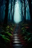 Placeholder: pathway leading into a Dark forest. fantasy