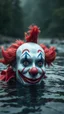 Placeholder: a face of clown in the river