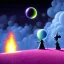 Placeholder: The mouse and the grim reaper discussing the future of the universe on bubble world, art by Pixar and Magritte