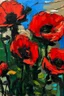 Placeholder: Poppies in the style of frank Auerbach
