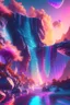 Placeholder: crystal cosmic and galactic ambiance hill sky waterfall sunset trees pools river surreal, full of details, smooth, bright sunshine，soft light atmosphere, light effect，vaporwave colorful, concept art, smooth, extremely sharp detail, finely tuned detail, ultra high definition, 8 k, unreal engine 5, ultra sharp focus