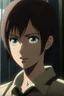 Placeholder: Attack on Titan screencap of a female with short back hair and black eyes.