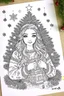 Placeholder: coloring page of a Christmas drawing, A4, white background, black and white, magical style, dreamy, detailed, easy drawing