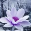 Placeholder: smooth hyper realistic, beautiful Japanese snow flower in crown, pale colors, dark cosmos background, cat еye, extremely sharp detail, finely tuned detail, ultra high definition, 8 k, unreal engine 5, ultra sharp focus, accurate sword wings, positive smile, lot of details, fit within portrait, Ambiance winter, perfect composition, perfect hair, perfect hands, finger up gestures