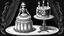 Placeholder: draw a birthday cake with logo number 23 and one candle 23 ,Insanely detailed Addams Family movie still with Barbie dolls