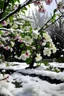 Placeholder: 雪 春 花びら 小説のワンシーン風