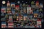 Placeholder: knitted city, trees, animals, peope, shops at night in moonlight