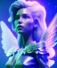 Placeholder: A crystalised queen, atmospheric, realistic, unreal engine, cinematic lighting, octane render. blue, pink, transparency, light, shine,bright, full body, transparent wings, blonde, long hair, smile