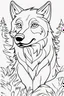 Placeholder: coloring page for kids, WOLF, thick outline, low details, no shading, no color